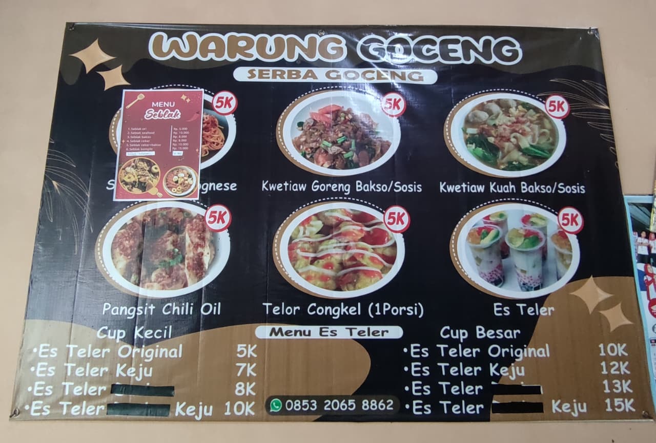 Menu Warung Goceng